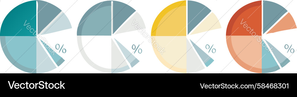 Mini Pie Chart Icons - Data Overview Vector Image