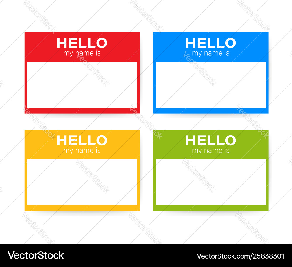 Name Tag Set - Hello My Name Is vector image