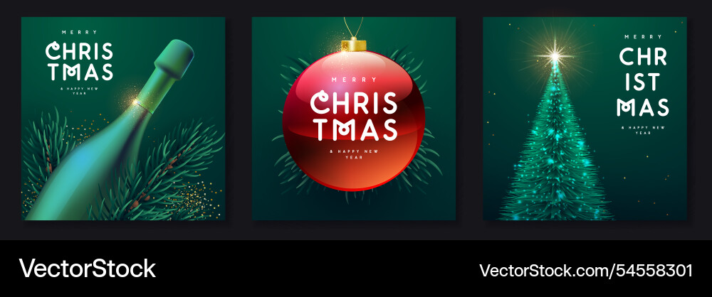 Set of merry christmas and happy new year cards Set of merry christmas and happy new year cards vector image