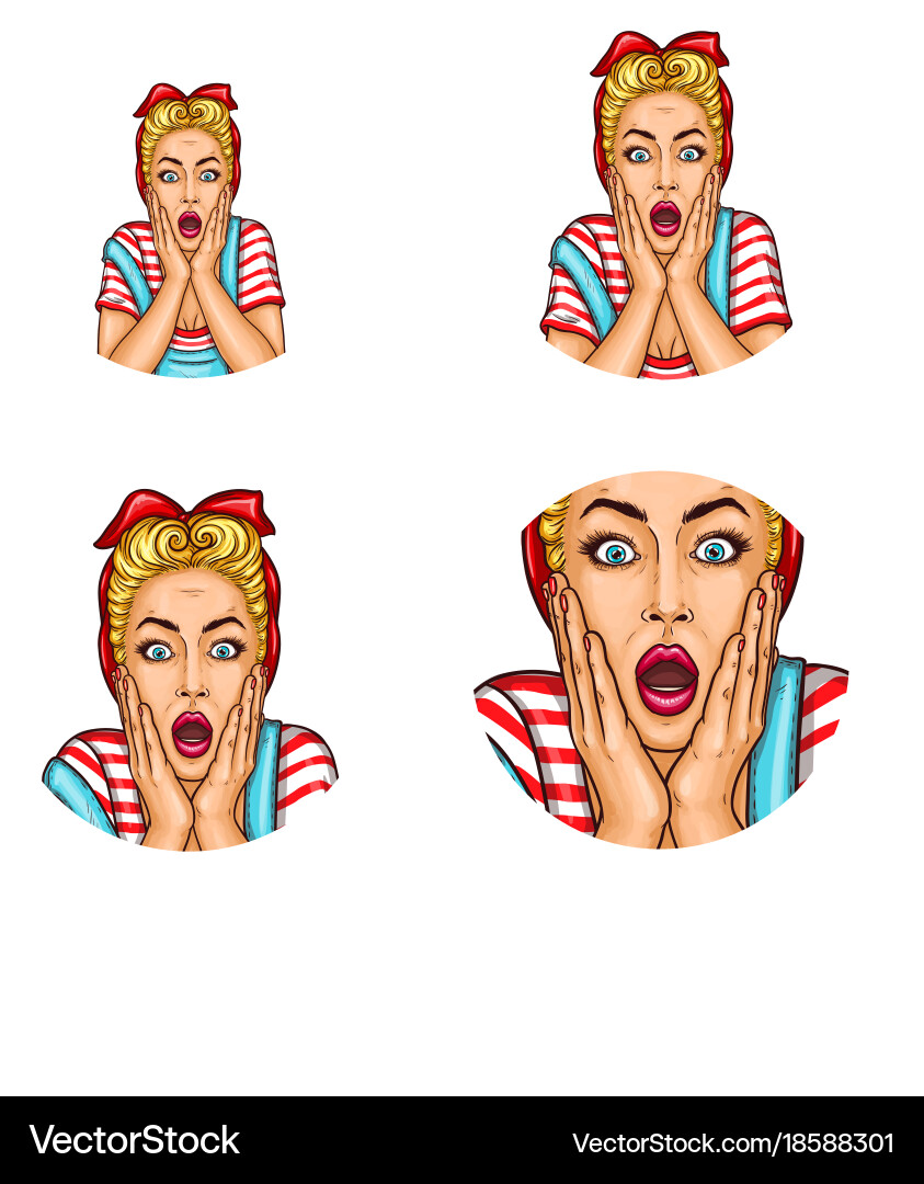 Set of pop art round avatar icons for users Vector Image