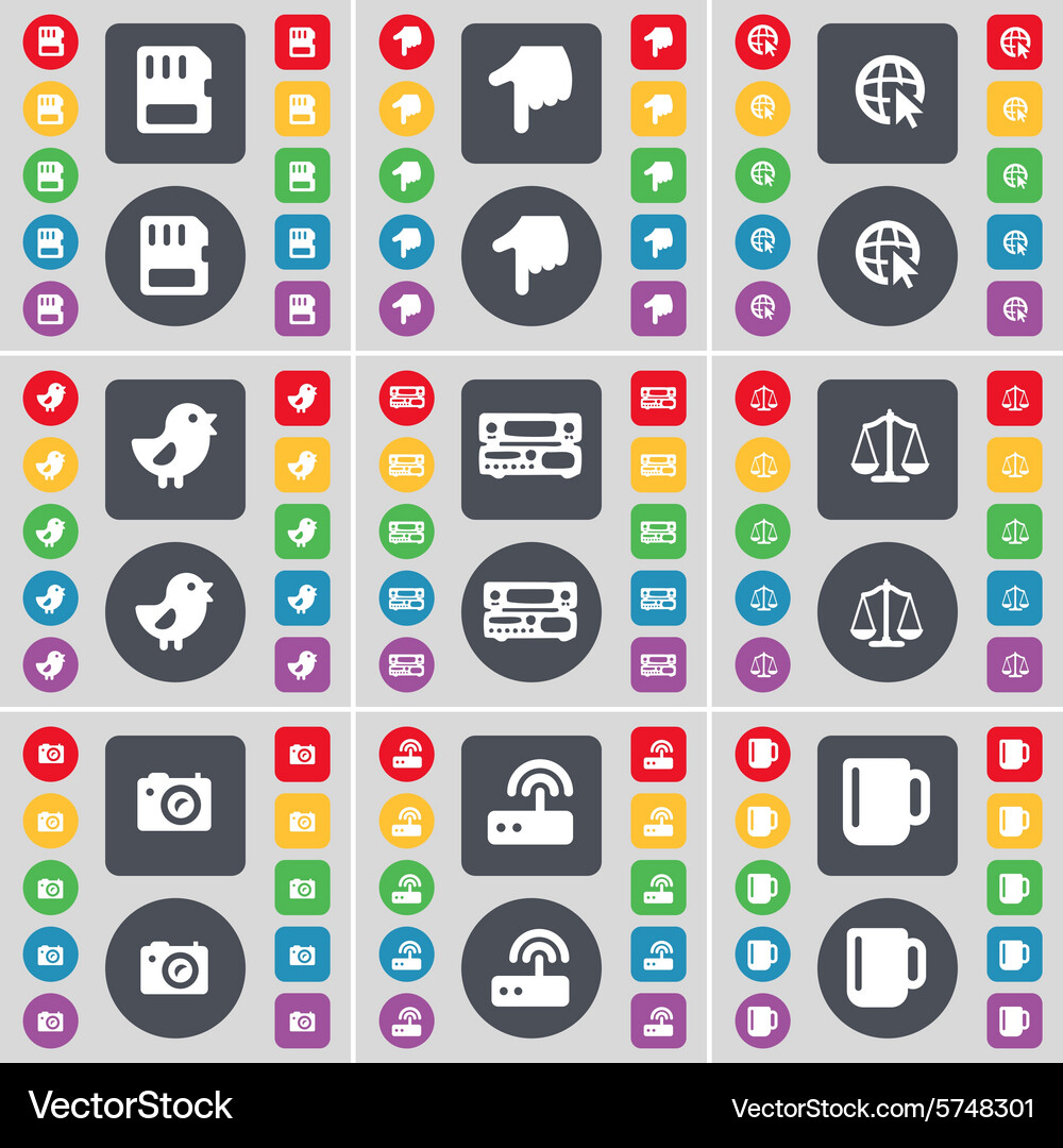 Sim card hand web cursor bird record-player scales Vector Image