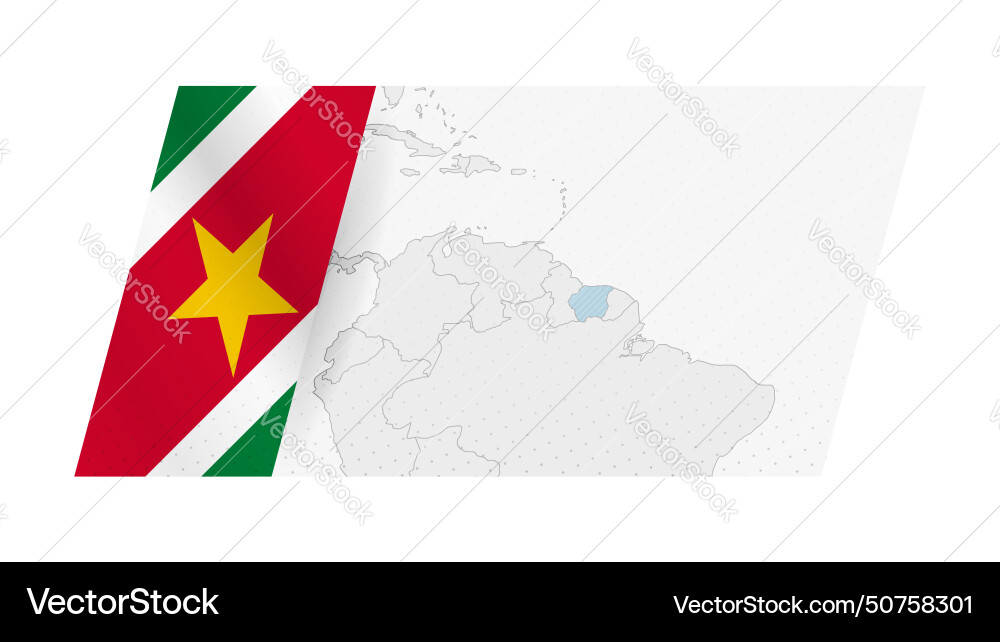 Suriname map in modern style with flag Suriname map in modern style with flag Vector Image