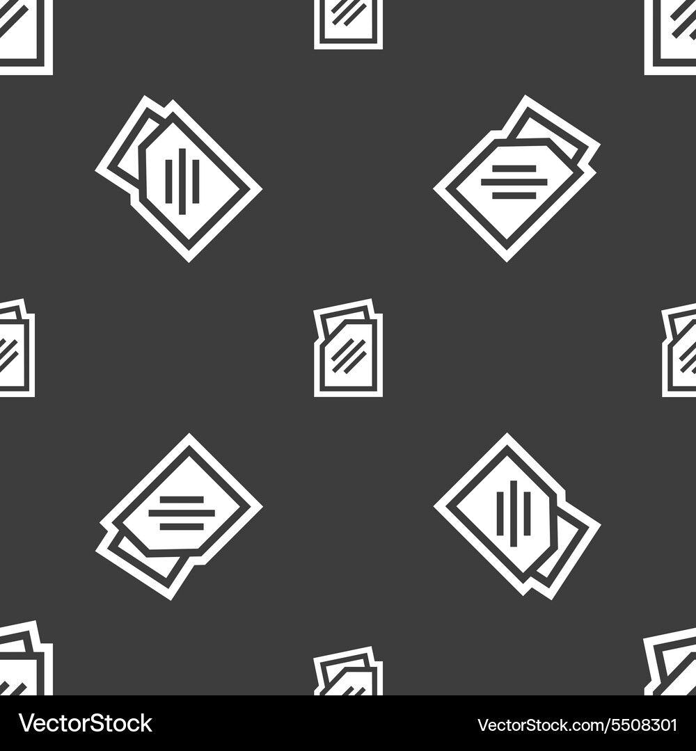 Text file icon sign seamless pattern on a gray Vector Image