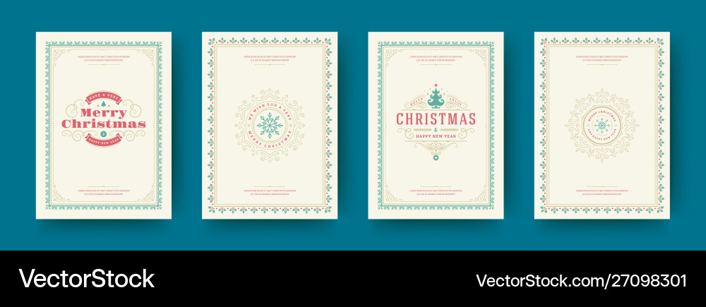 Weihnachtskarten Vintage typografisches Design ornate Weihnachtskarten Vintage typografisches Design ornate vektorbild