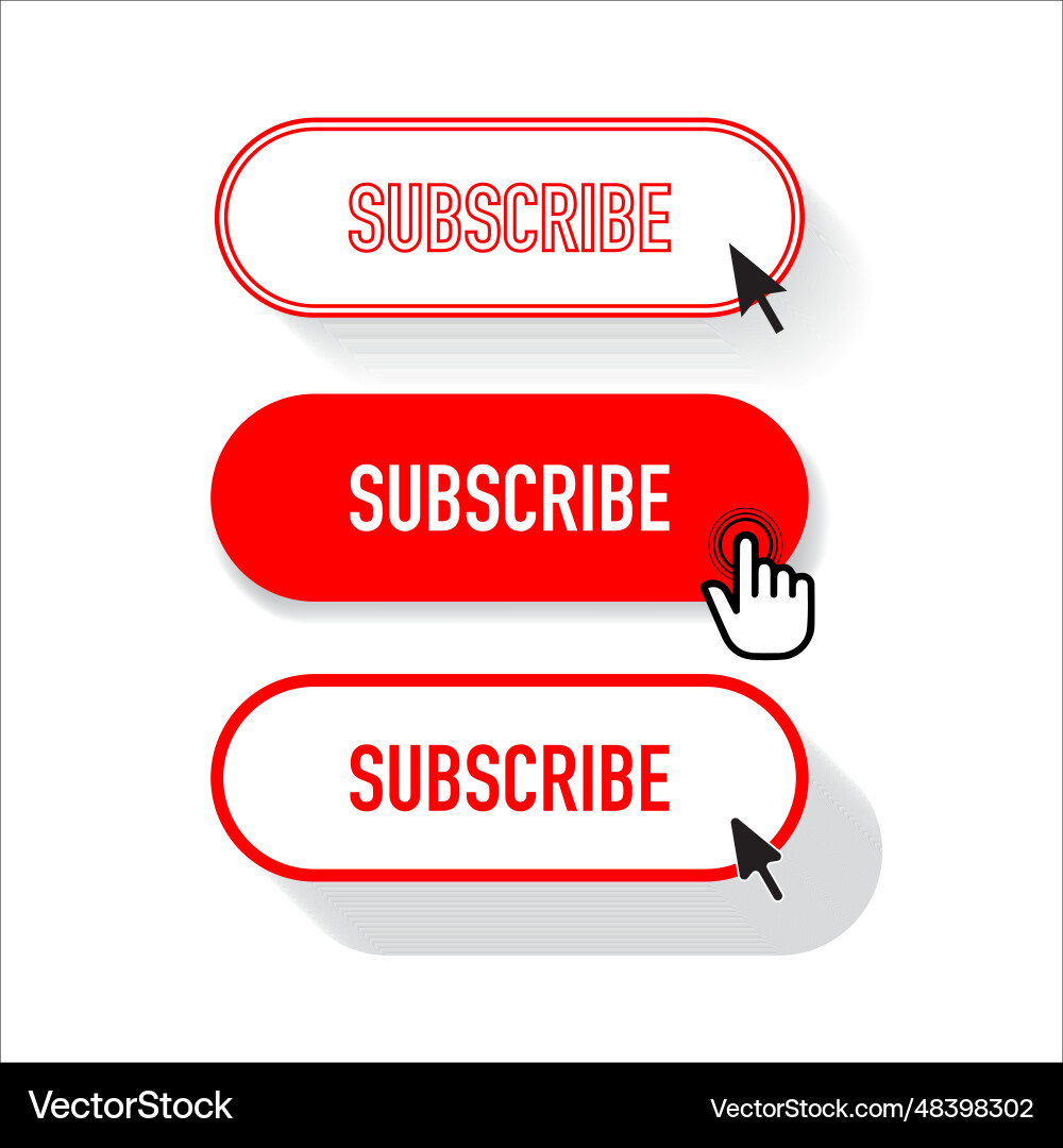 Buttons subscribe red and text shadows Buttons subscribe red and text shadows vector image