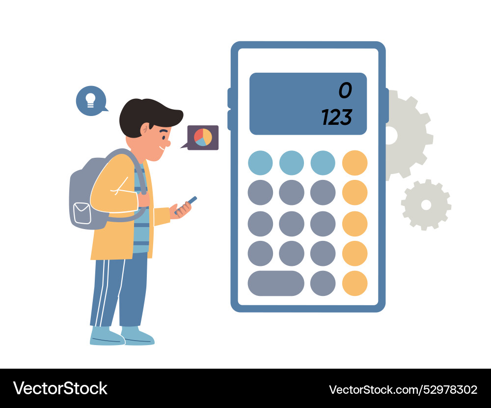 Calculator app study needs calculating system vector image
