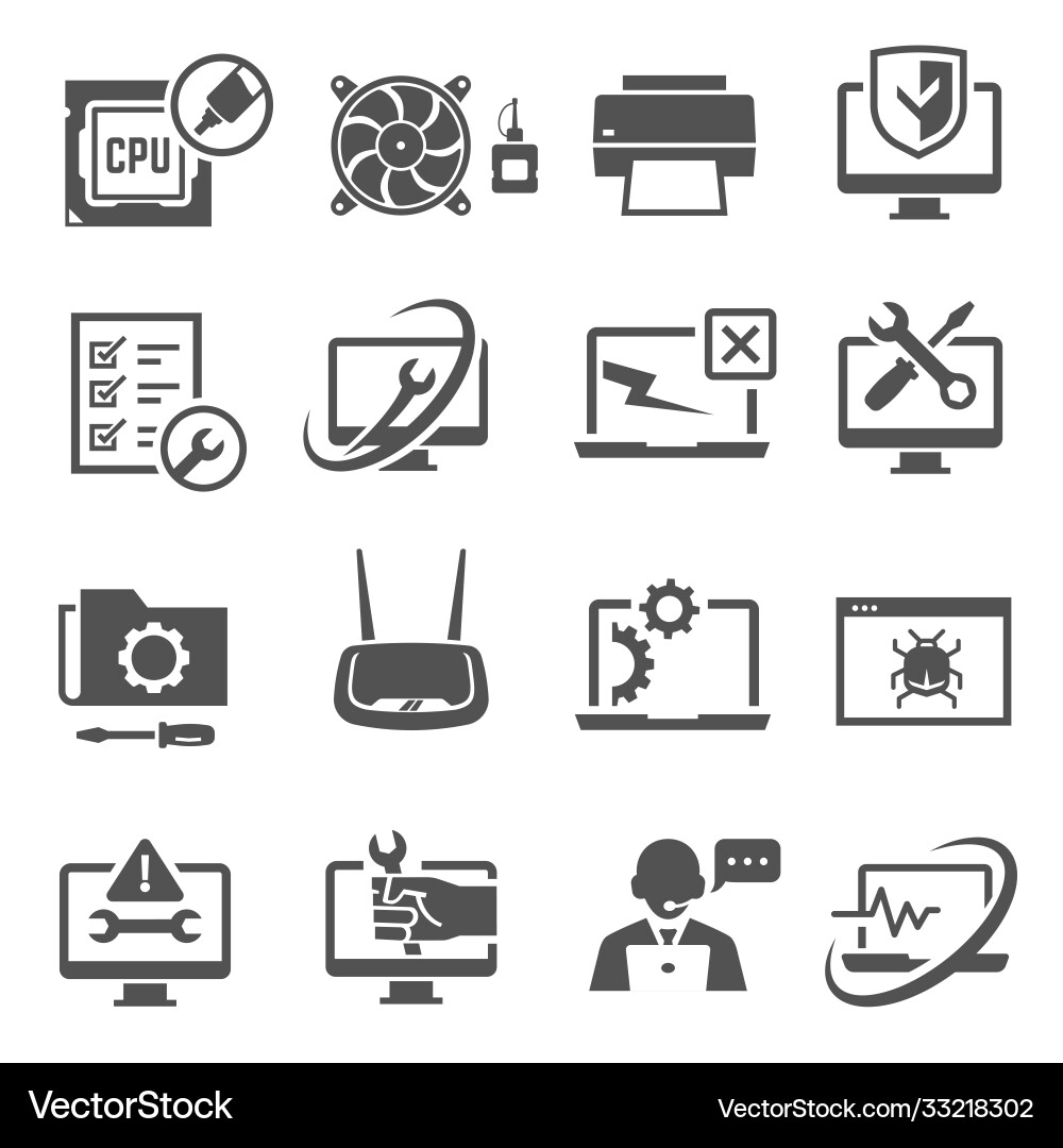 Computer-Reparatur-Diagnostik-Dienstleistungen fette Icons Computer-Reparatur-Diagnostik-Dienstleistungen fette Icons vektorbild