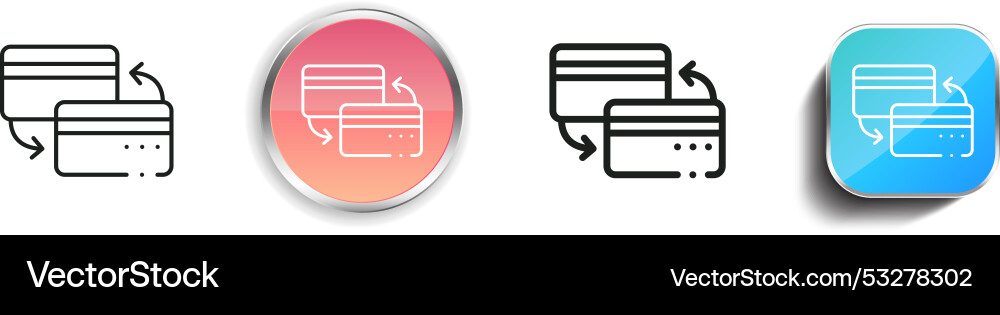 Credit card icon thin linear regular and button Vector Image