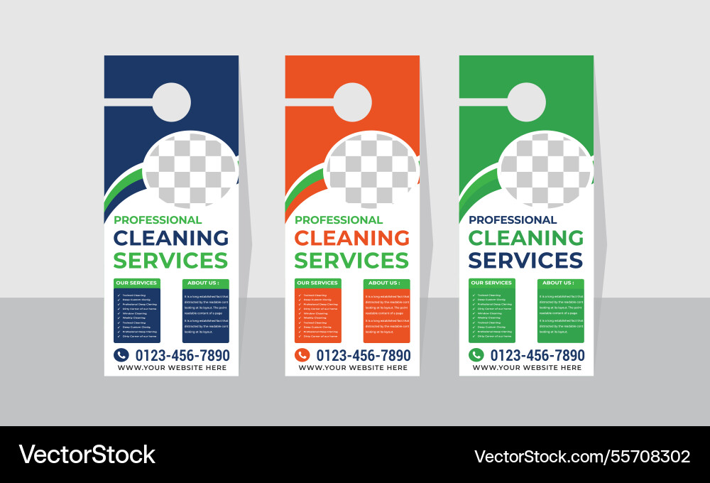 Door hanger design template with cleaning service Door hanger design template with cleaning service vector image