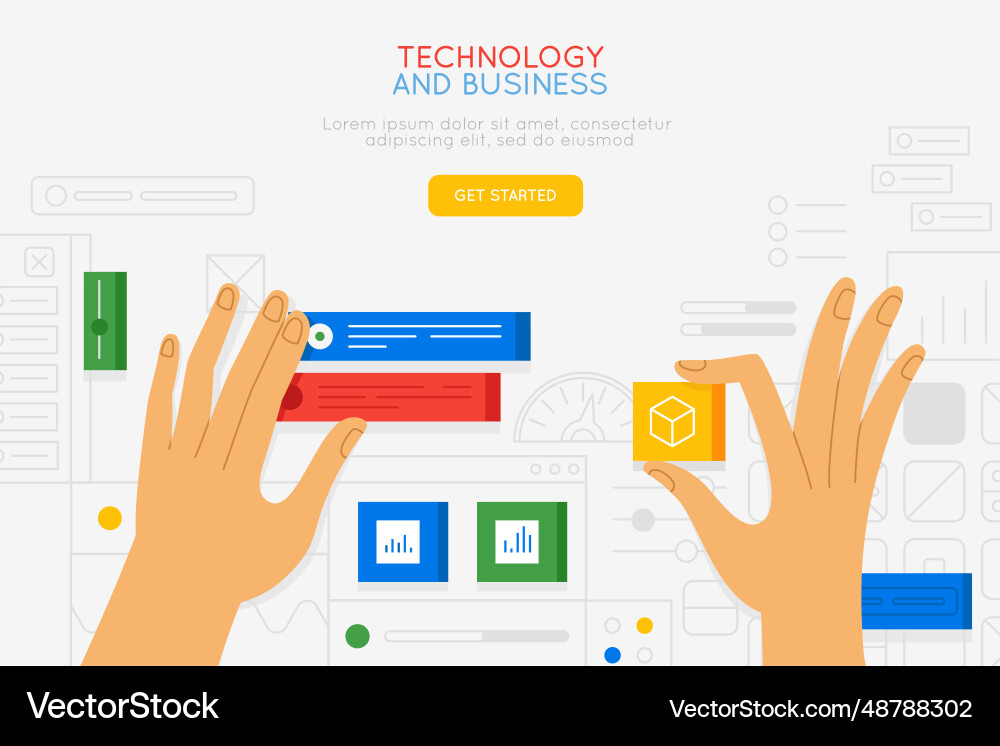 In simple flat style with hands and abstract user In simple flat style with hands and abstract user vector image