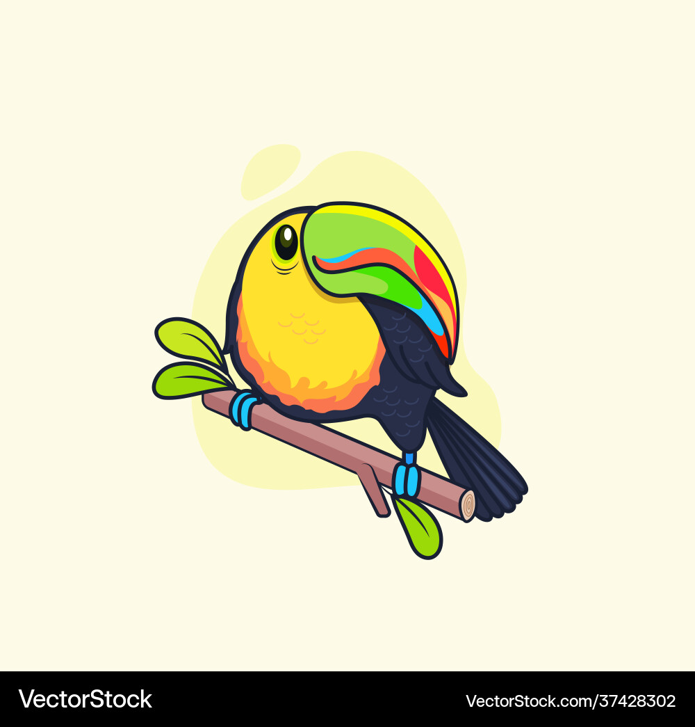 Lustige bunte Toucan sitzen auf Zweig Lustige bunte Toucan sitzen auf Zweig vektorbild
