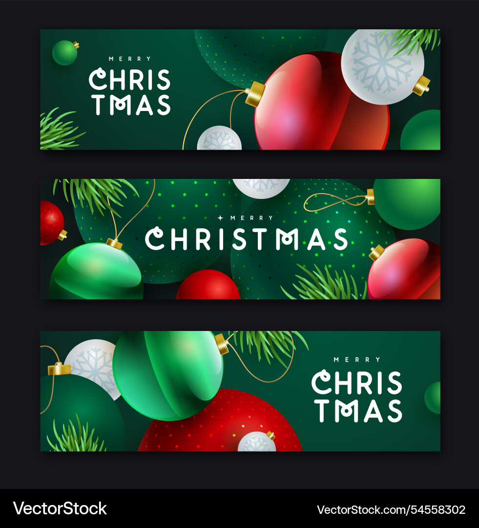 Set of merry christmas and happy new year banners Set of merry christmas and happy new year banners vector image