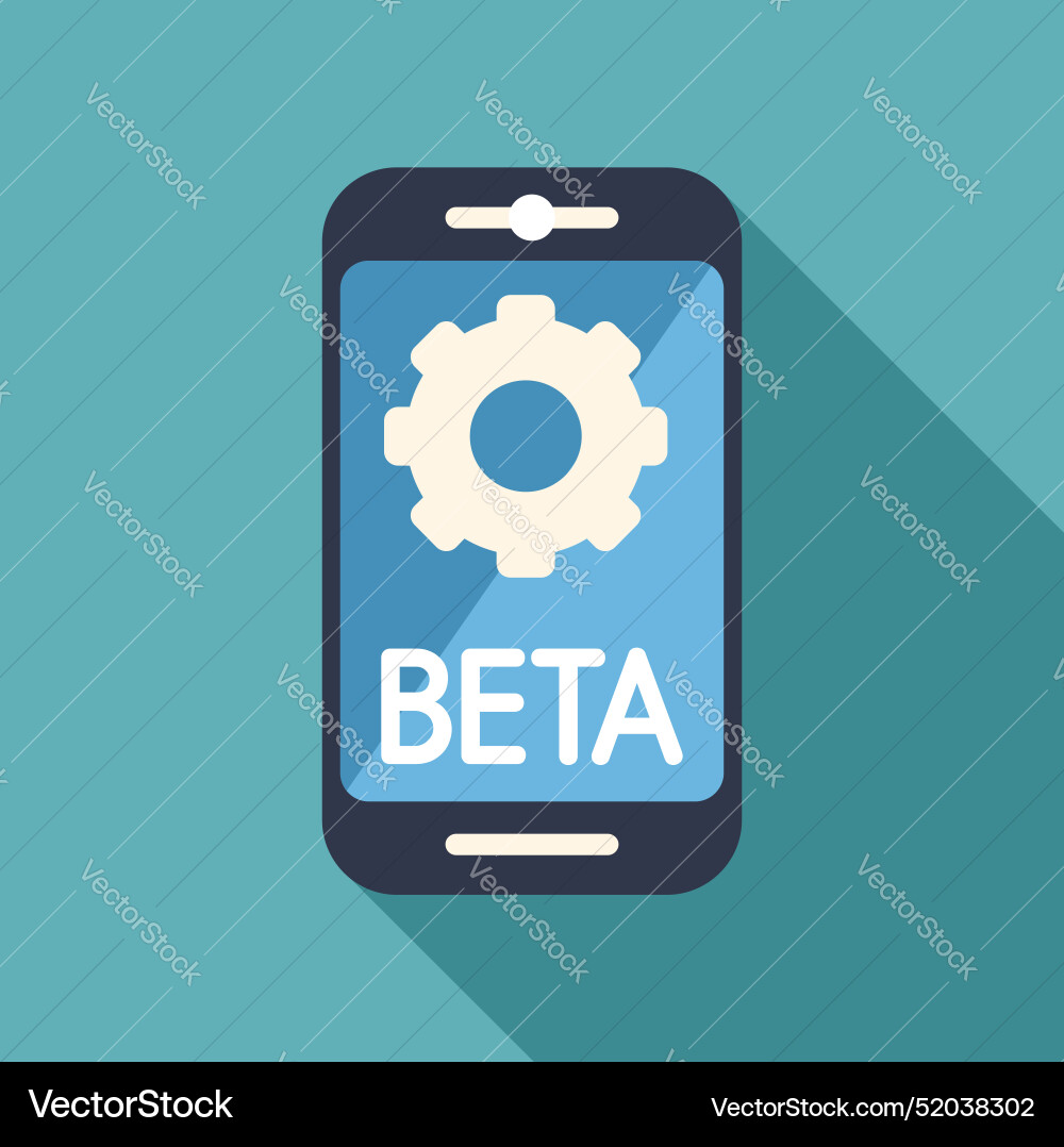 Smartphone showing beta version software update Smartphone showing beta version software update vector image