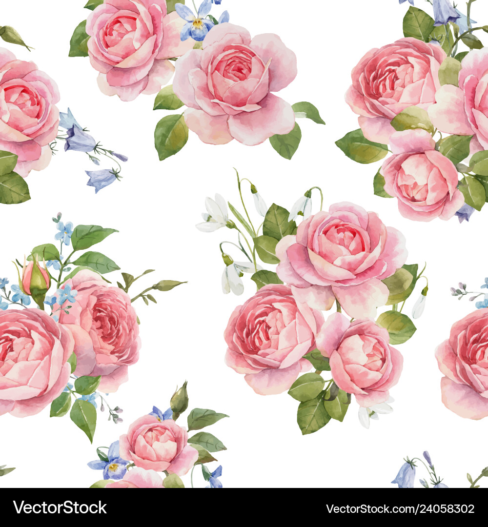 Watercolor Rose Pattern vector image