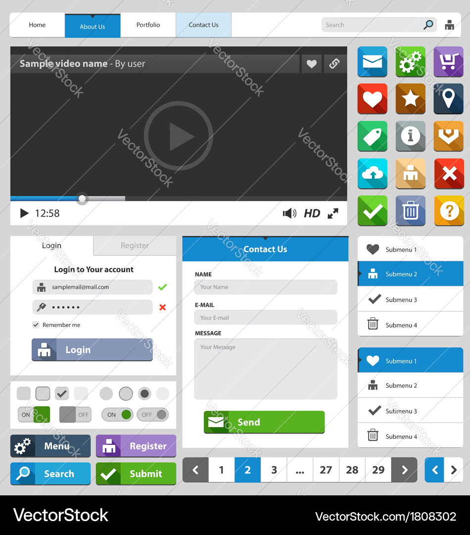 Website UI Elements Collection Vector Image