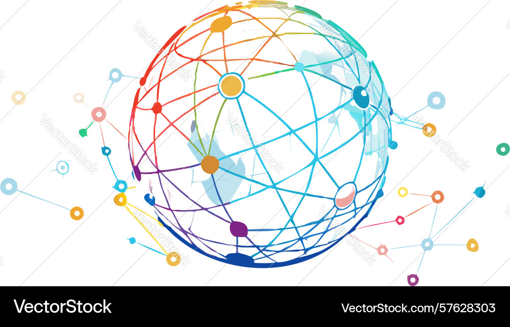 Abstract global network sphere with dots digital vector image