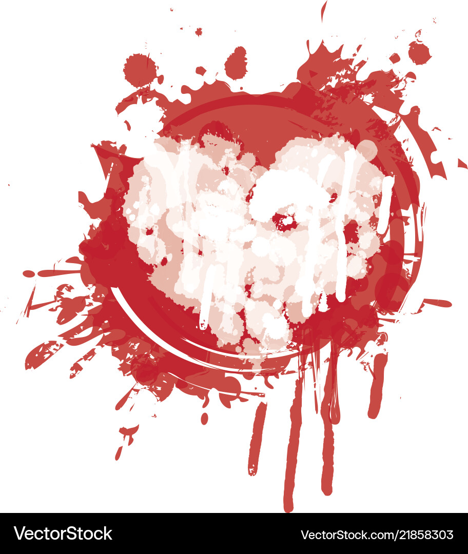 Abstract Heart with Red Ink Splatter Vector Image