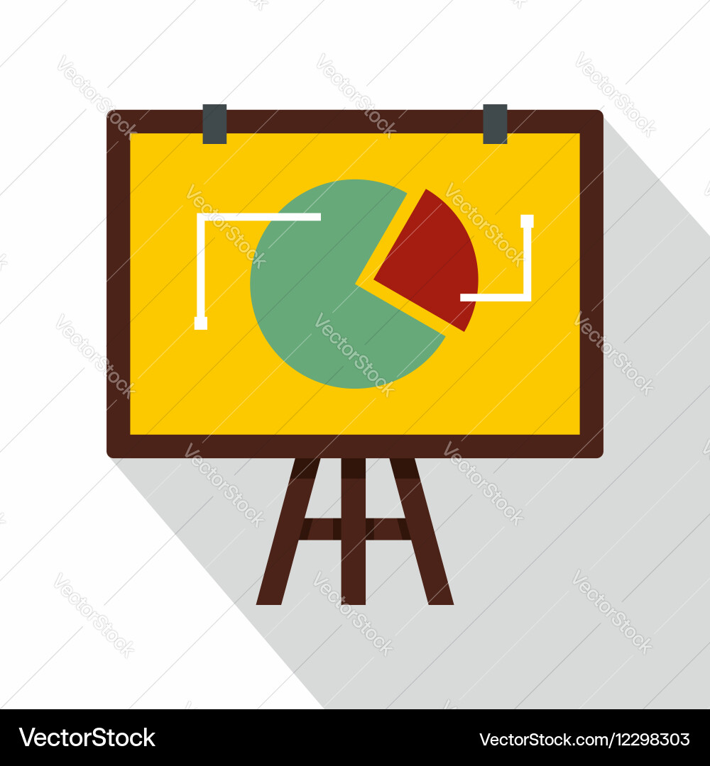 Flip chart with statistics icon flat style Vector Image