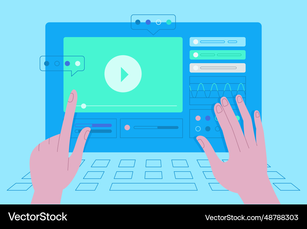 In simple flat style with hands and abstract user In simple flat style with hands and abstract user vector image