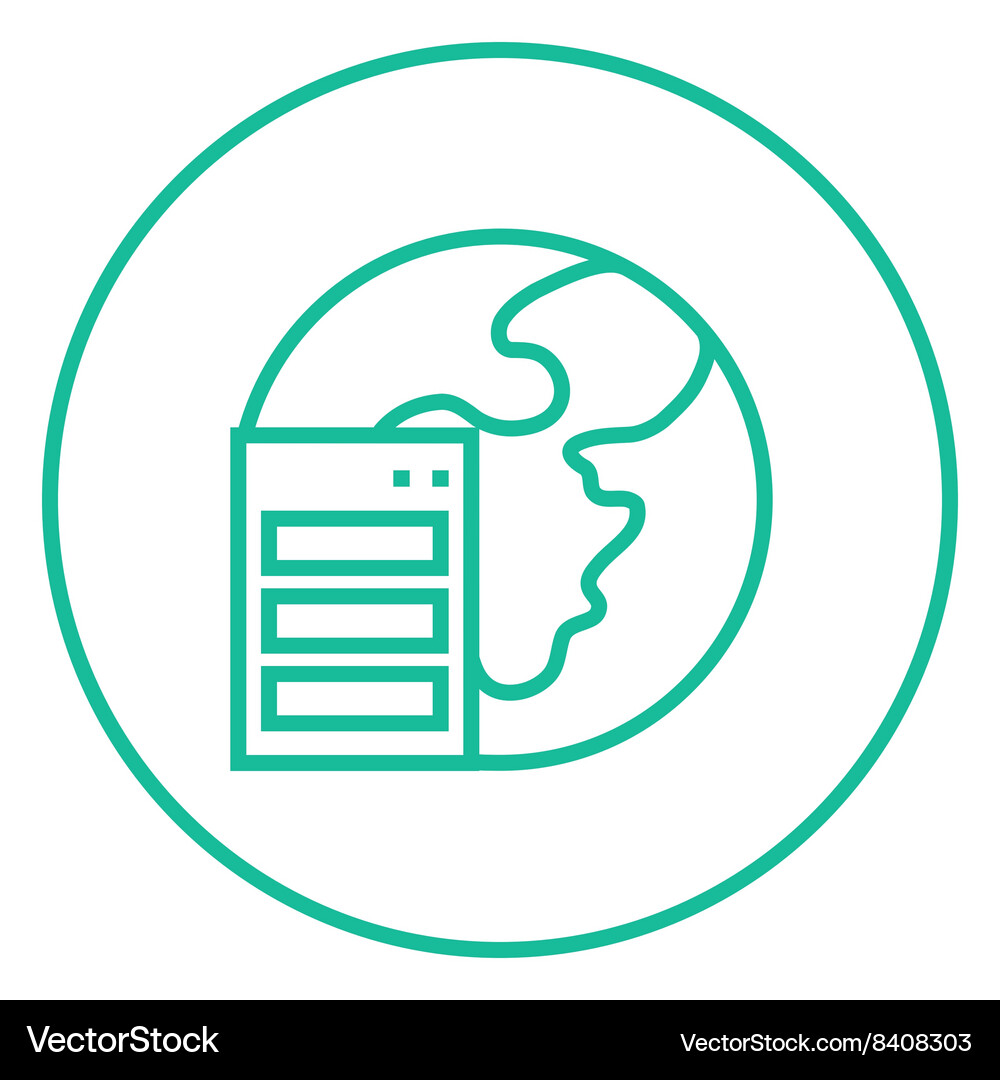 Server and globe line icon Vector Image