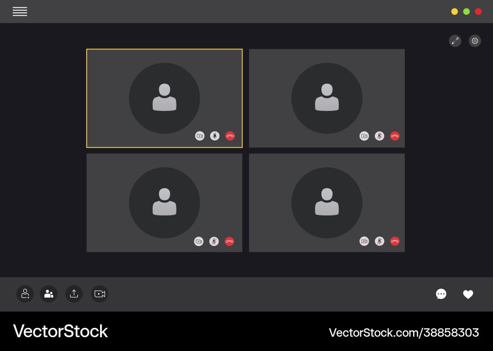 Video conferencing interface user call Video conferencing interface user call vector image