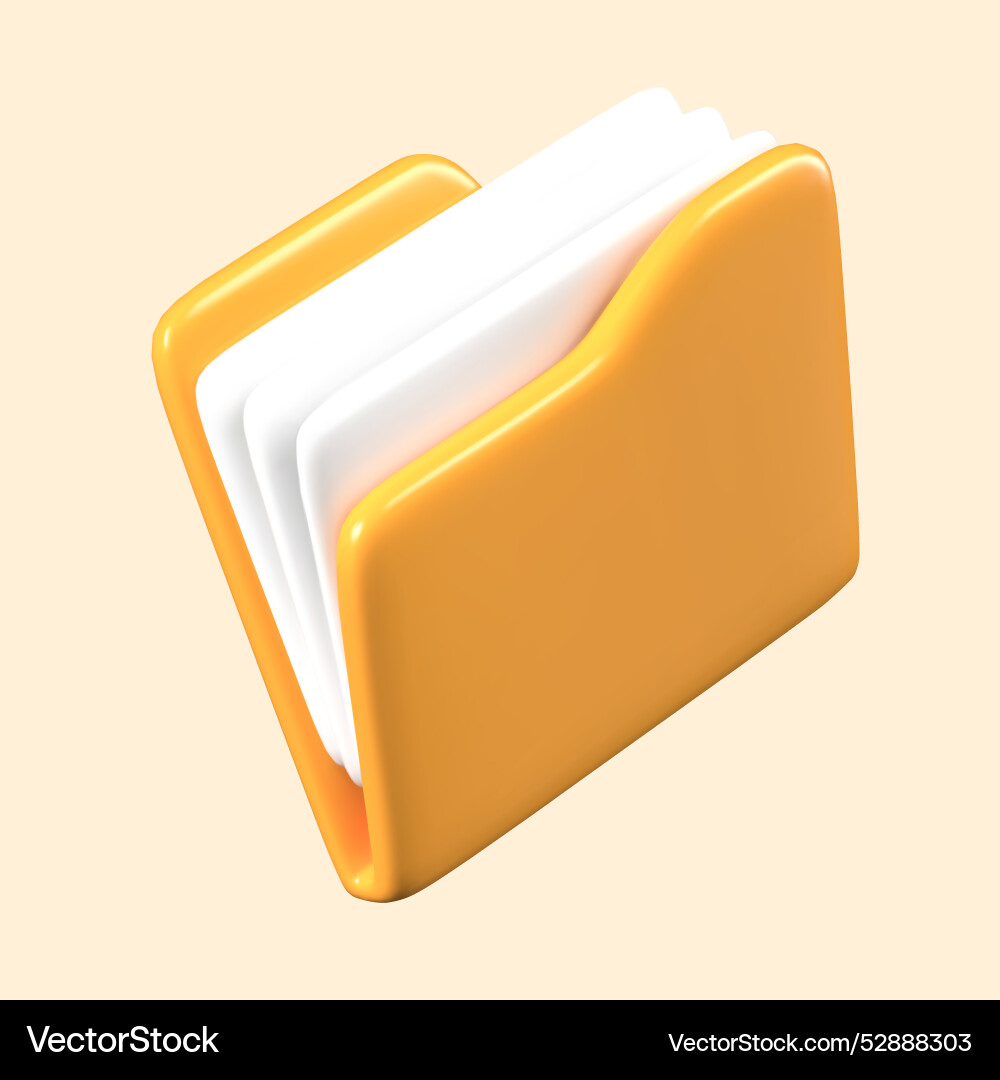 Yellow unmarked folder with documents saving Yellow unmarked folder with documents saving vector image