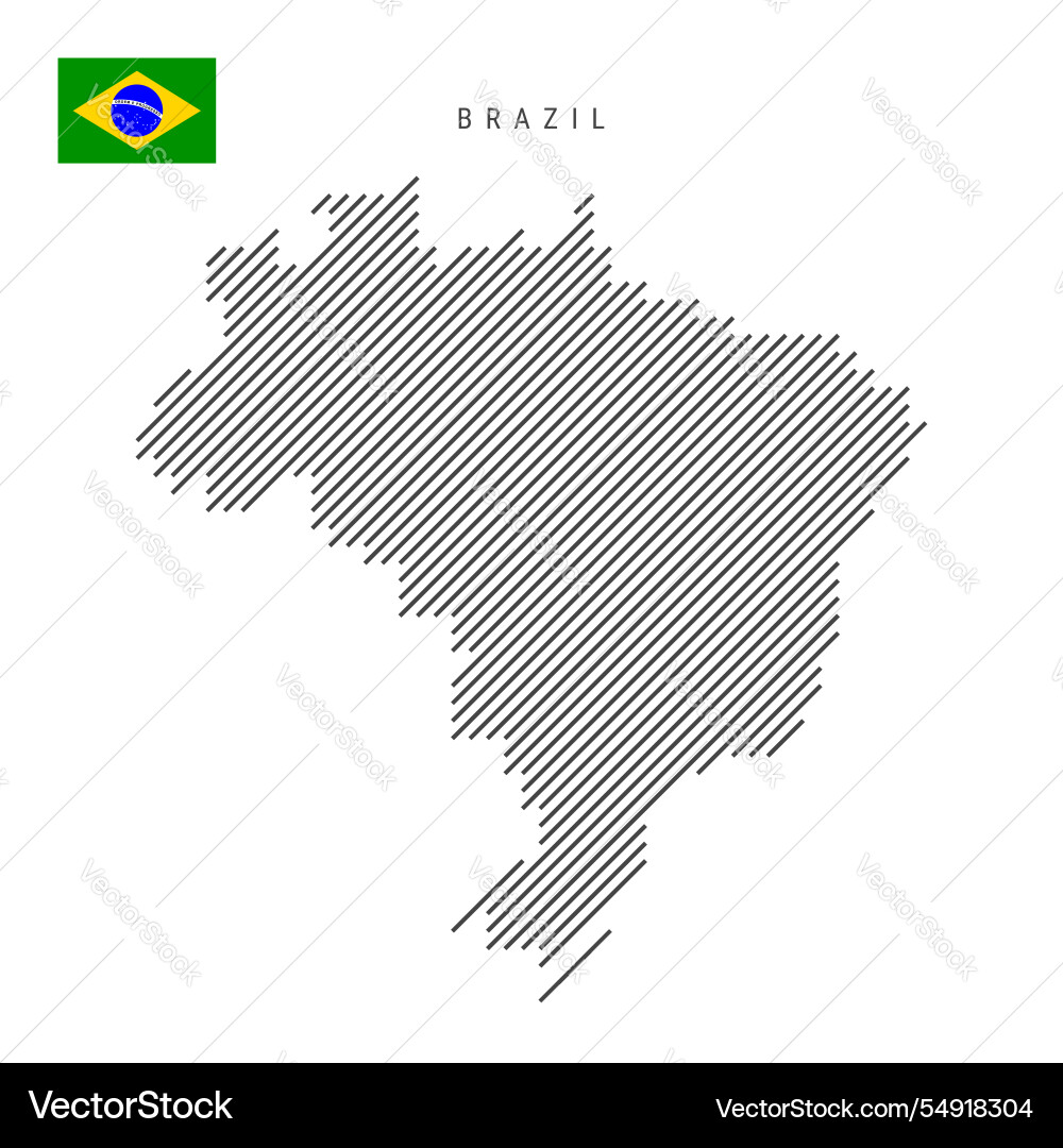 Brazil map from pattern of black slanted parallel Vector Image