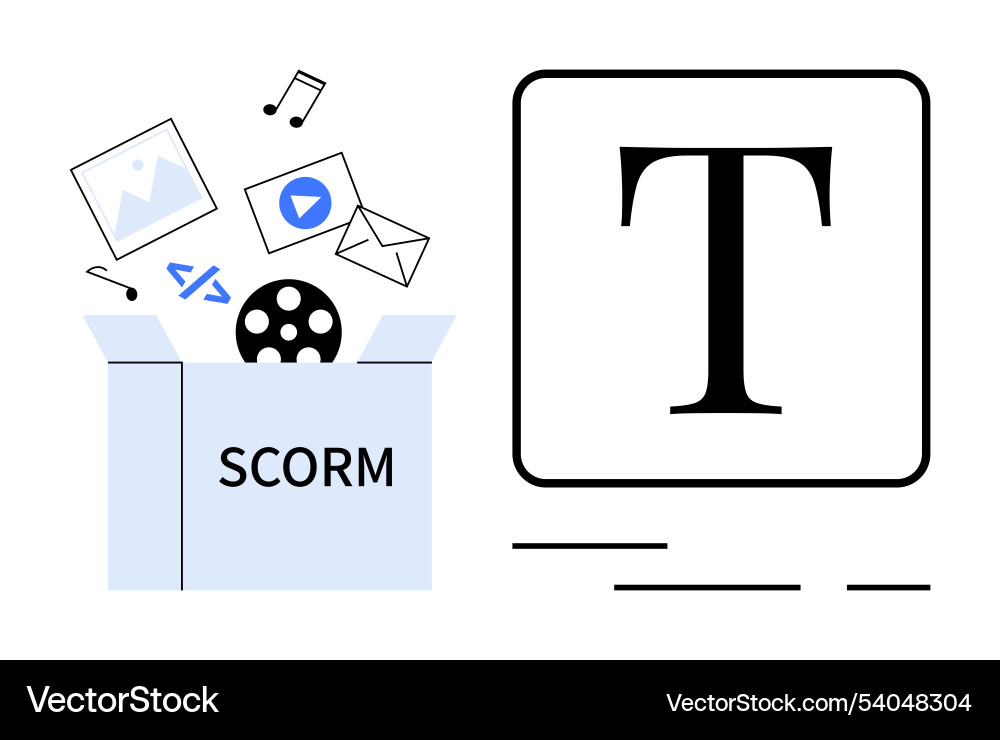 Digital content elements emerging from scorm Digital content elements emerging from scorm vector image