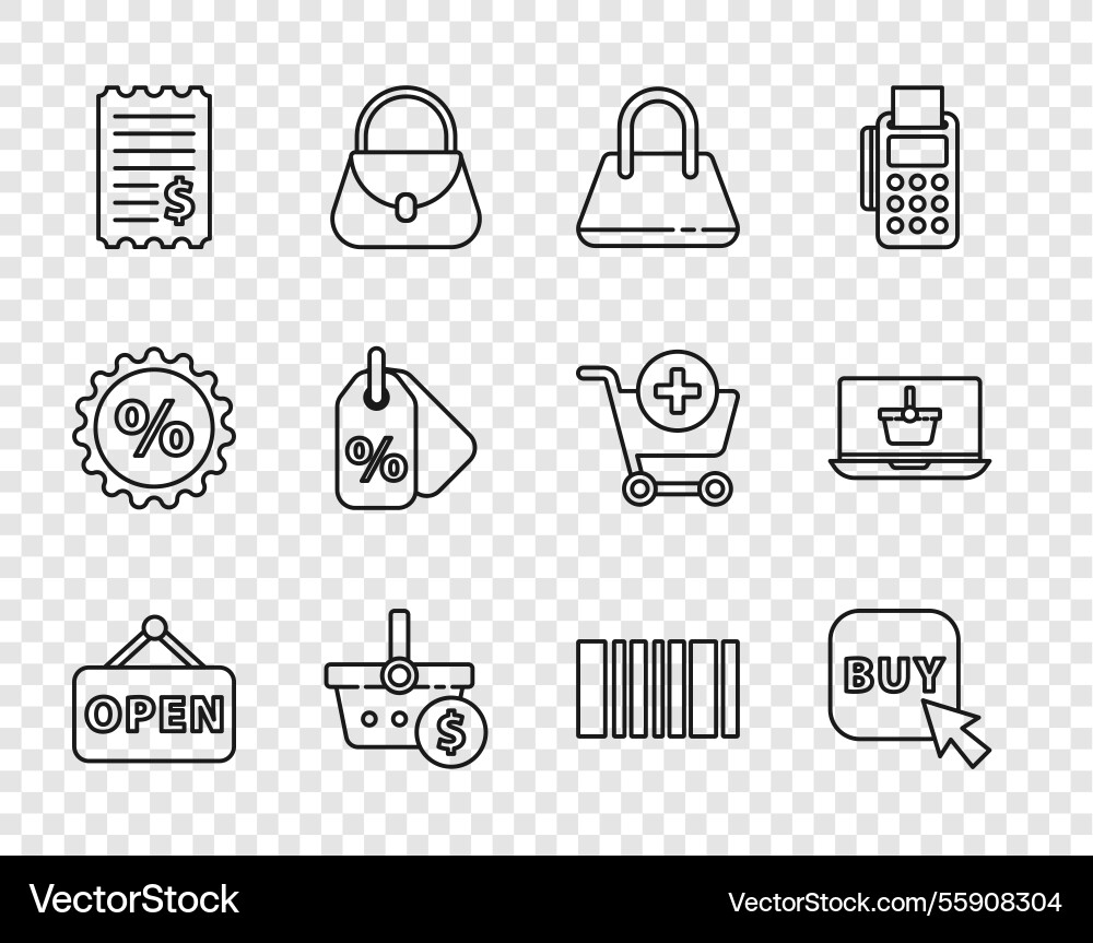 Set line hanging sign with open buy button Set line hanging sign with open buy button vector image
