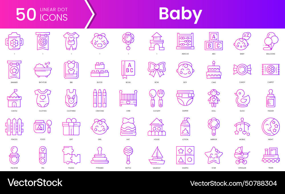 Set of baby icons gradient style icon bundle Set of baby icons gradient style icon bundle vector image