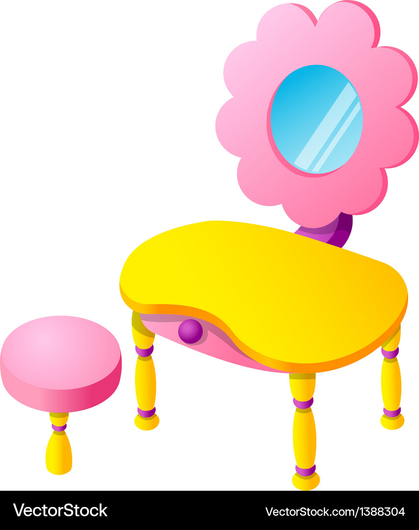 White Dressing Table with Mirror Vector Image