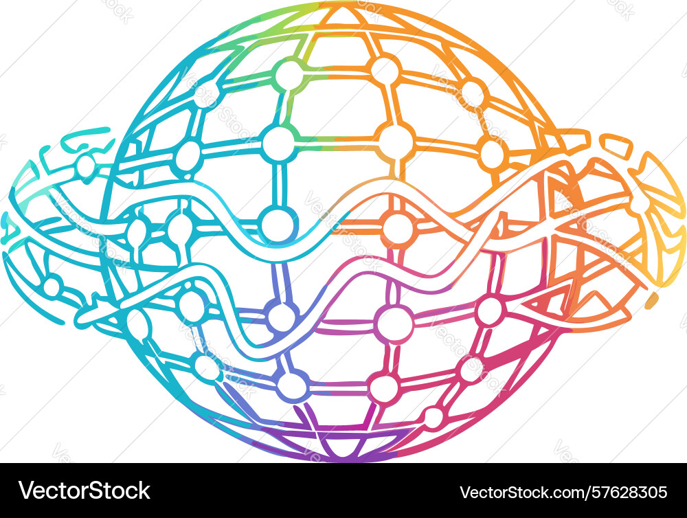 Abstract brain-like structure with network vector image