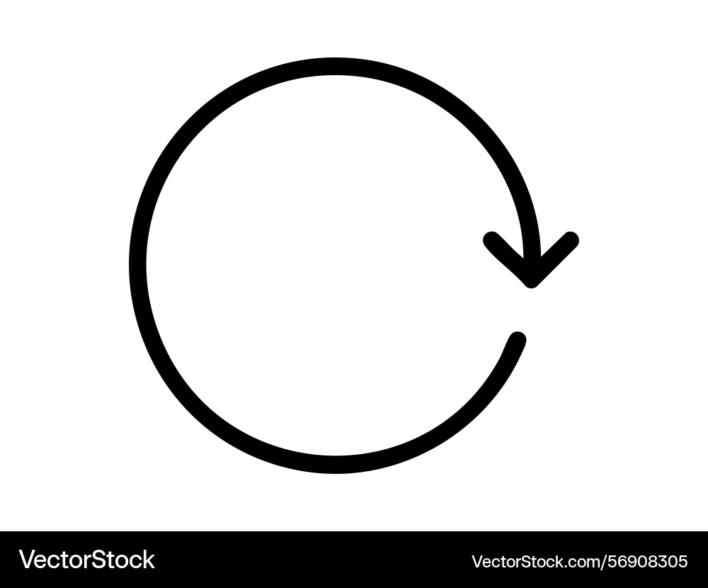 Black outline icon of circular arrow loop isolated Black outline icon of circular arrow loop isolated Vector Image