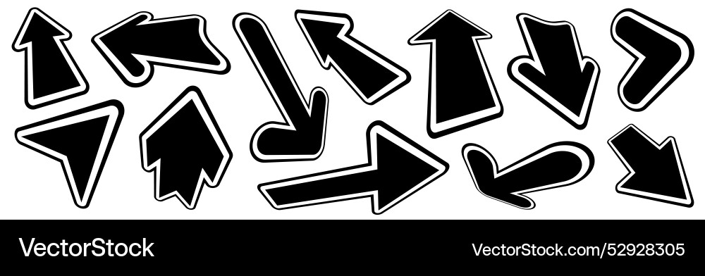 Bold outlined arrow icons with dynamic Bold outlined arrow icons with dynamic Vector Image