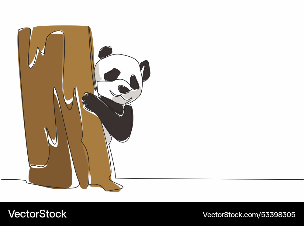 Einzelne durchgehende Linie Zeichnung Pandas Kopf Vektorbild