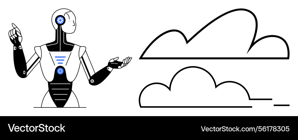 Futuristic ai robot interacting with cloud Futuristic ai robot interacting with cloud Vector Image