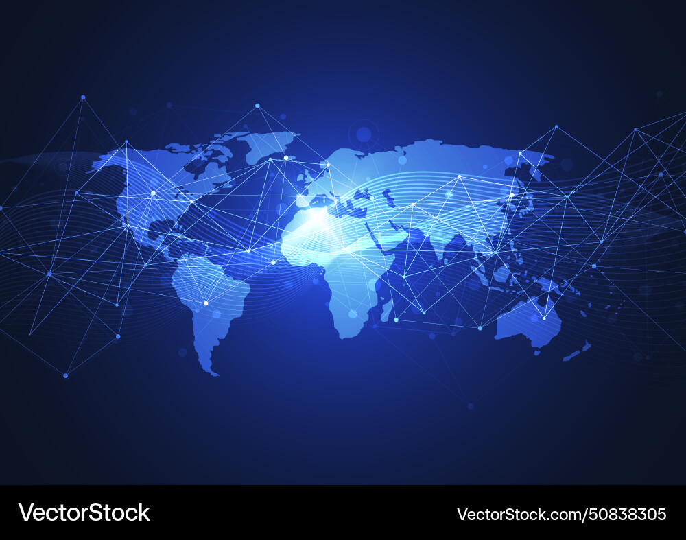 Global network connection world map point Vector Image