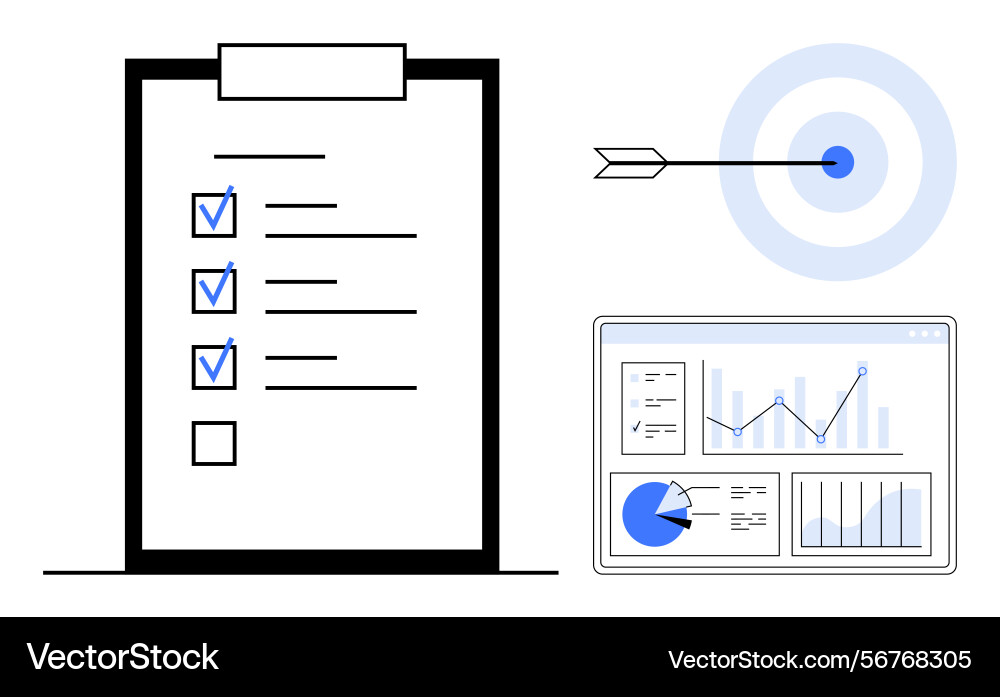 Goal setting with checklist data analytics Goal setting with checklist data analytics vector image