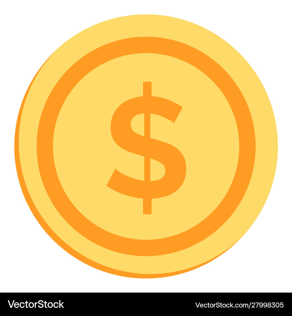 Gold Coin with Dollar Sign Icon – Royalty-Free Vector | VectorStock