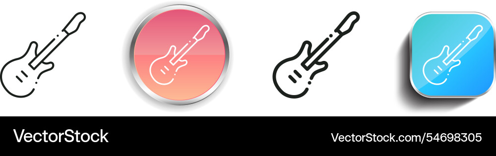 Guitar icon thin linear regular and button style vector image