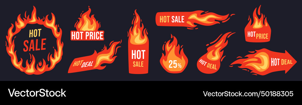 Hot sale Badges flaming Deal Banner Rabatt Hot sale Badges flaming Deal Banner Rabatt vektorbild
