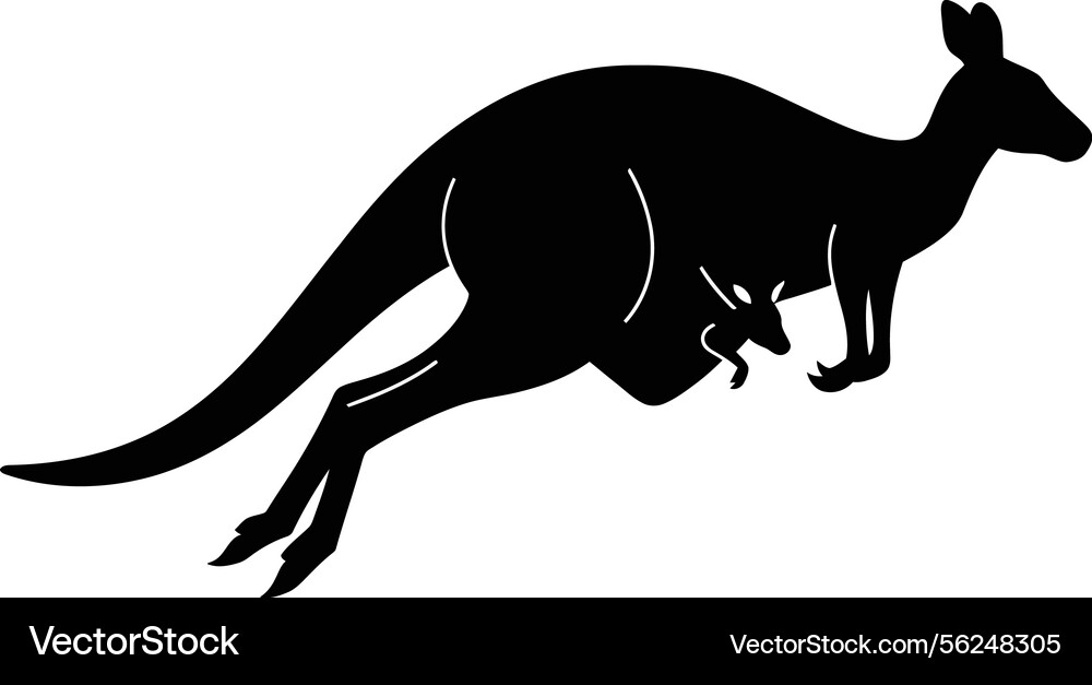 Kangaroo leaping with its joey in a minimalistic Vector Image