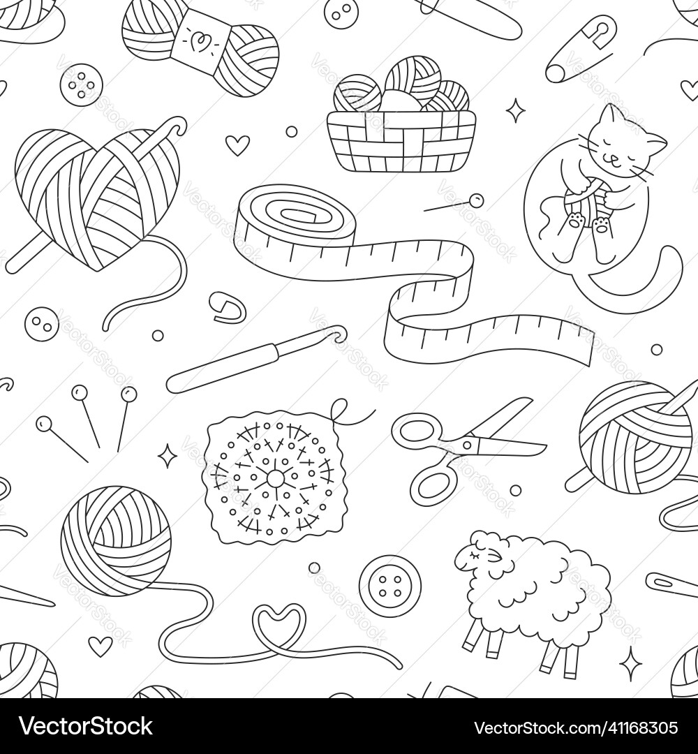 Kniting crochet seamless pattern vector image