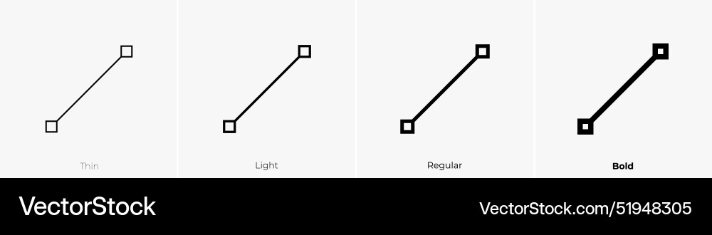 Line segment icon thin light regular and bold Vector Image
