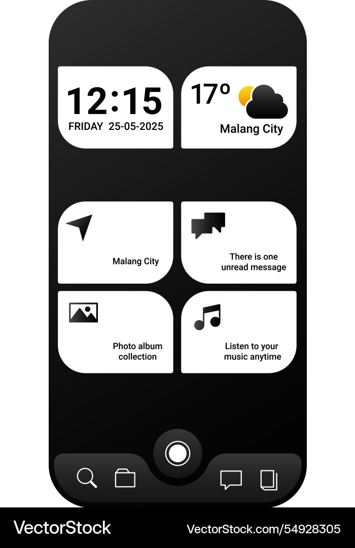 Minimalist mobile phone user interface design vector image