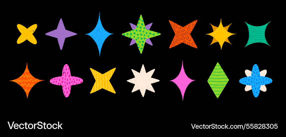 Modern abstract star shapes with simple patterns vector image