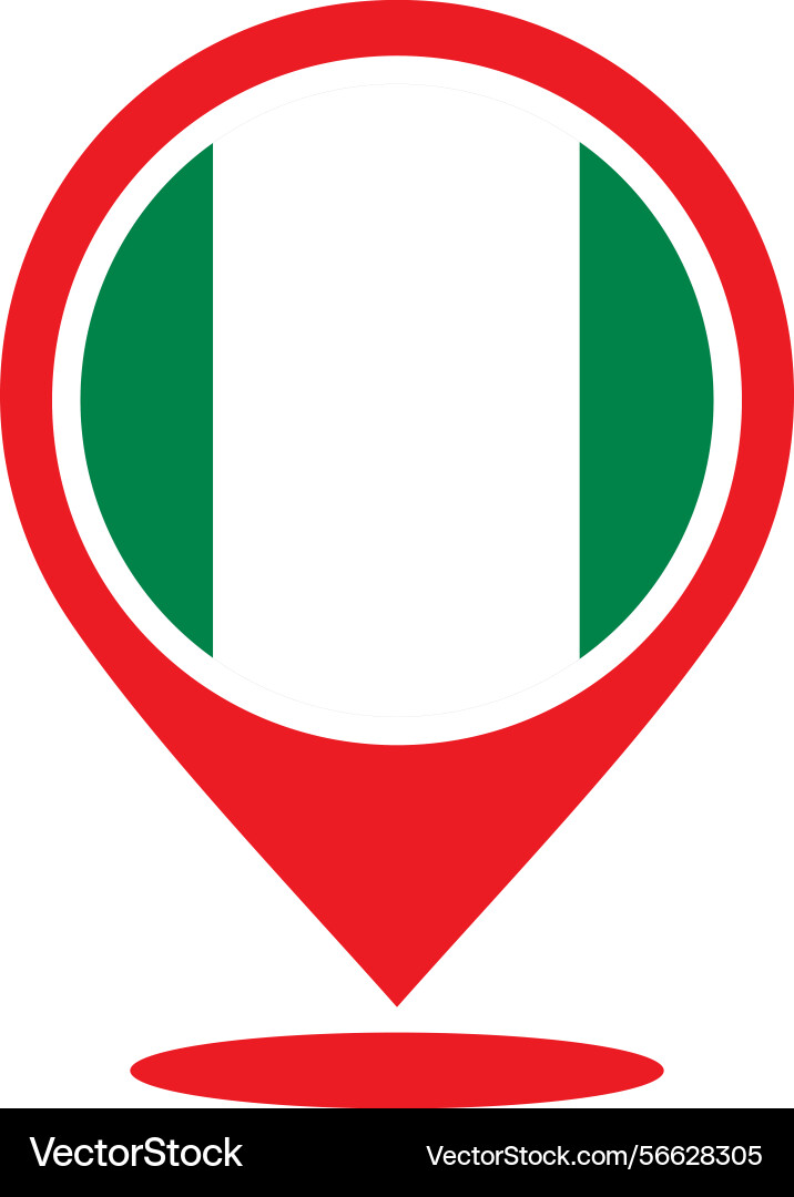 Nigeria flag pin map location Vector Image