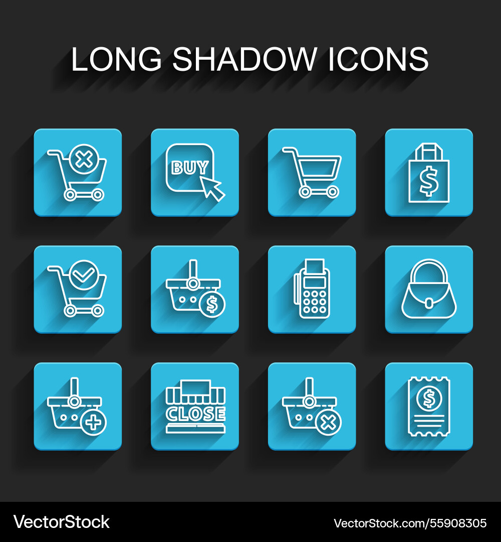 Set line add to shopping basket building and text Set line add to shopping basket building and text vector image