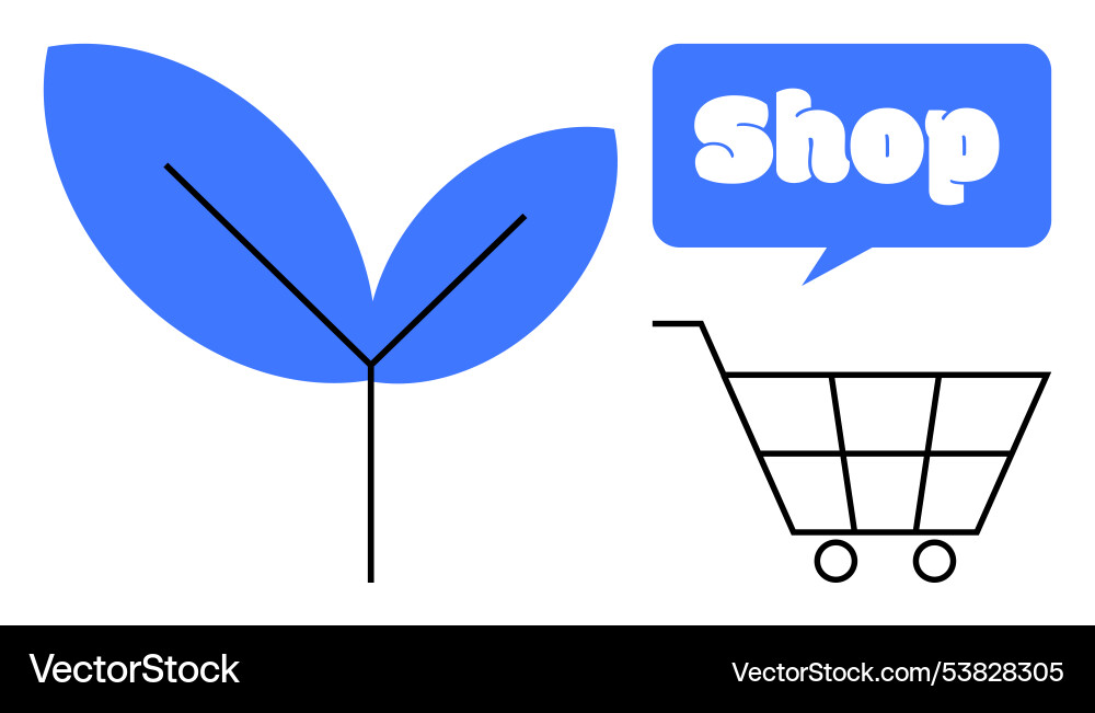 Shopping cart and leaf with eco-friendly message Vector Image