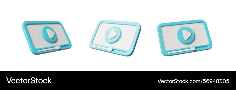 Tablet computer with video player 3d icons Tablet computer with video player 3d icons vector image
